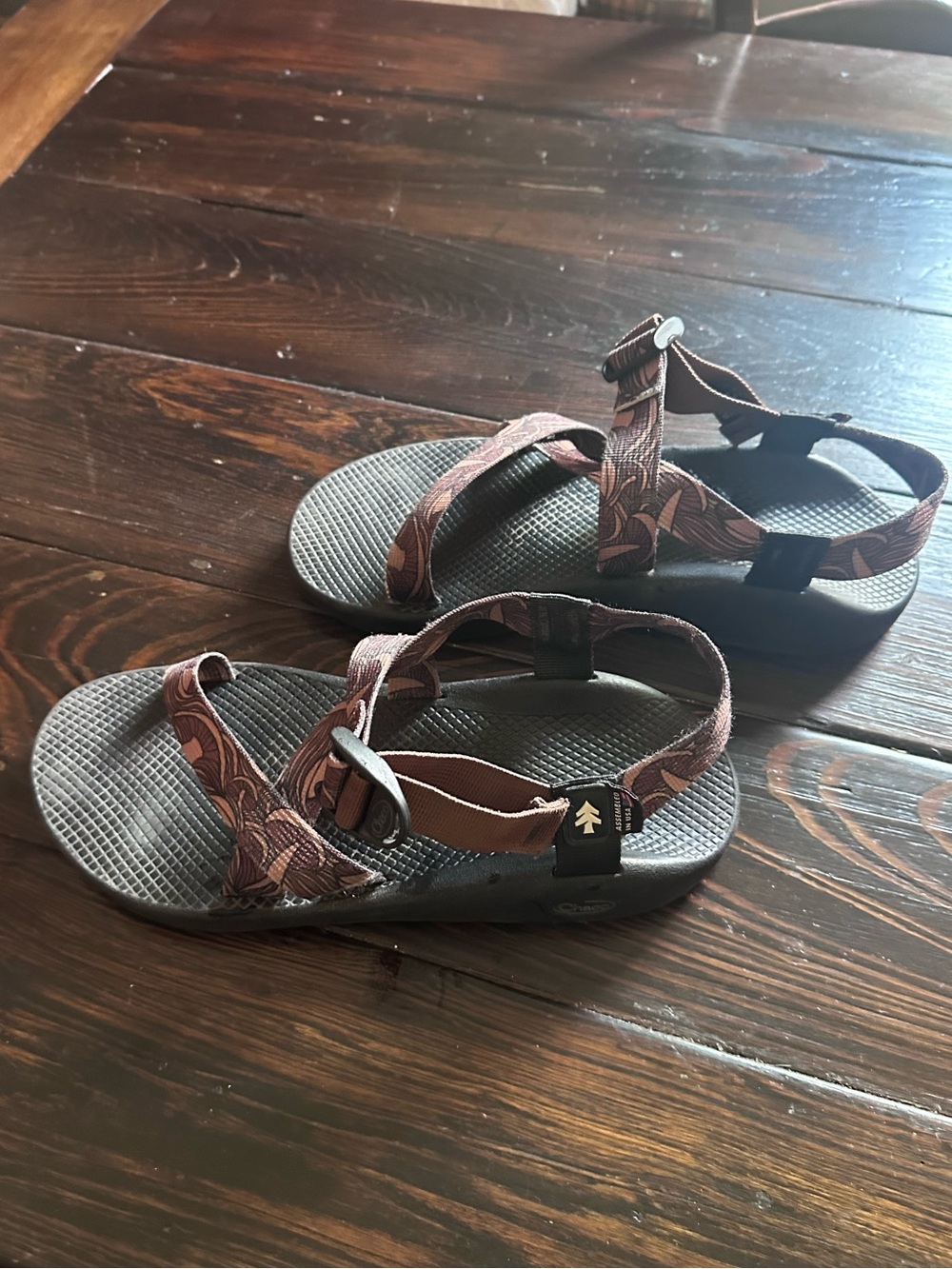 Chaco x Huckberry Men's Brown Mushroom Patterned Strap Sandals with Gray Footbed